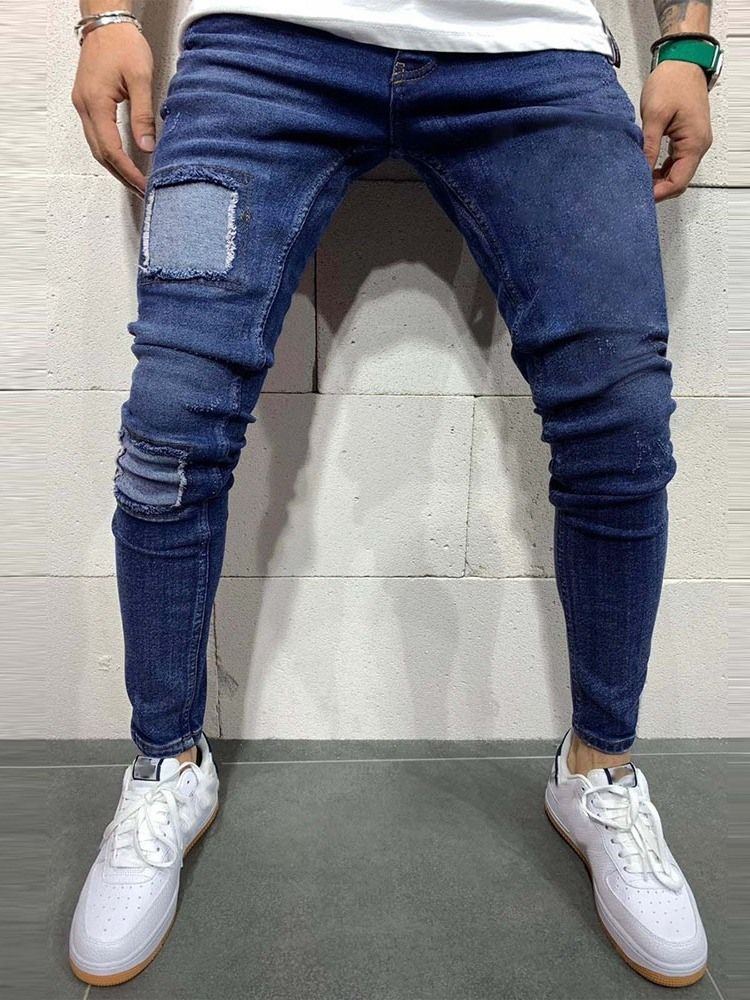 Jeans Pour Hommes Coréens Unis À Taille Moyenne