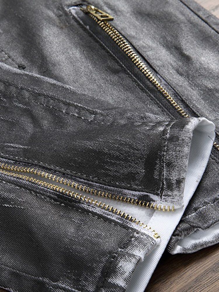 Jeans Pour Hommes Décontractés Avec Blocs De Couleurs Et Patchs Uniques