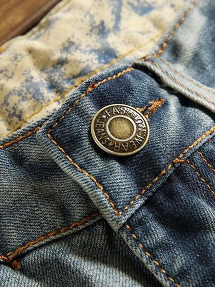 Jeans Pour Hommes En Denim À Trous Décontractés