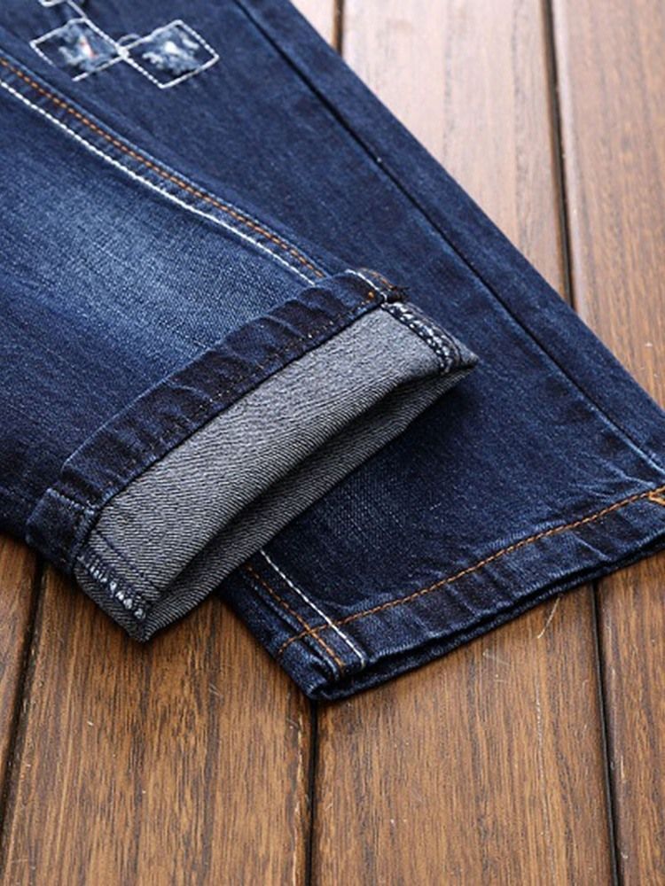 Jeans Pour Hommes Européens À Fermeture Éclair Droite Usés