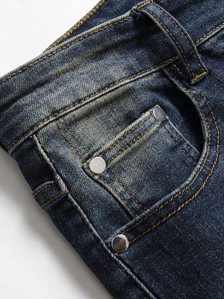 Jeans Pour Hommes Européens À Fermeture Éclair Patchwork Droite