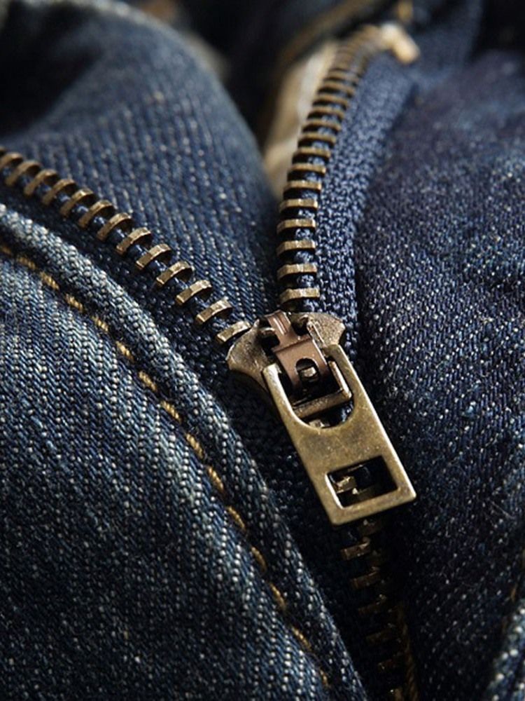 Jeans Pour Hommes Européens À Fermeture Éclair Patchwork Droite