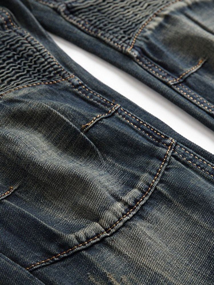 Jeans Pour Hommes Européens À Fermeture Éclair Plissée