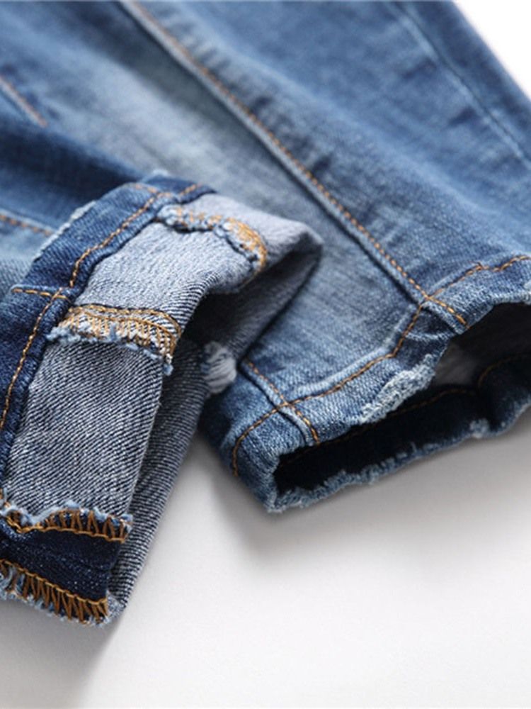 Jeans Pour Hommes Européens À Taille Moyenne Avec Éclaboussures De Peinture À Lettres