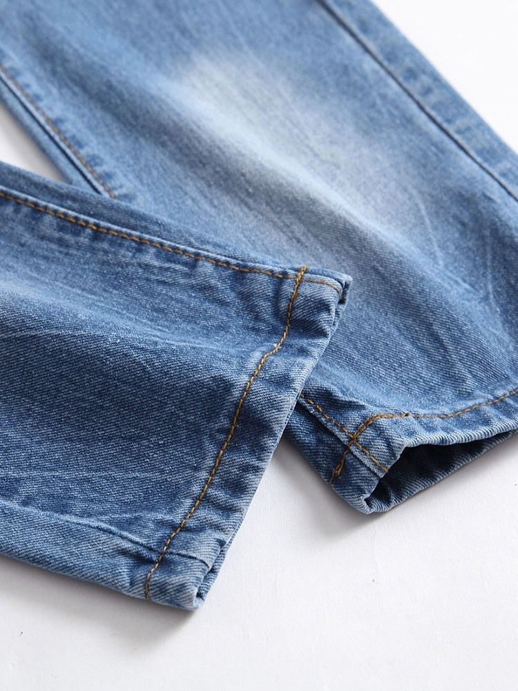 Jeans Pour Hommes À Fermeture Éclair Décontractée Avec Trou De Poche Droit