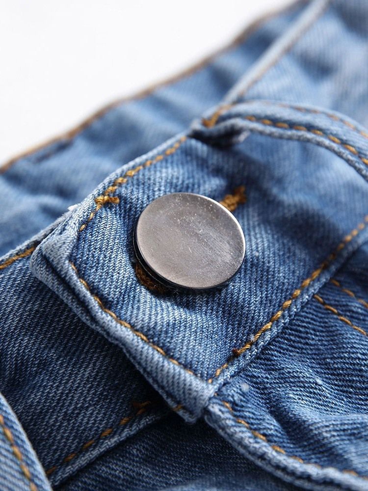 Jeans Pour Hommes À Fermeture Éclair Décontractée Avec Trou De Poche Droit