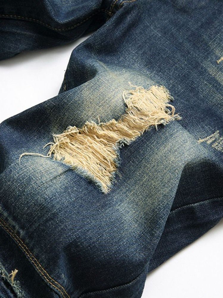 Jeans Pour Hommes À Fermeture Éclair Droite Et Taille Moyenne