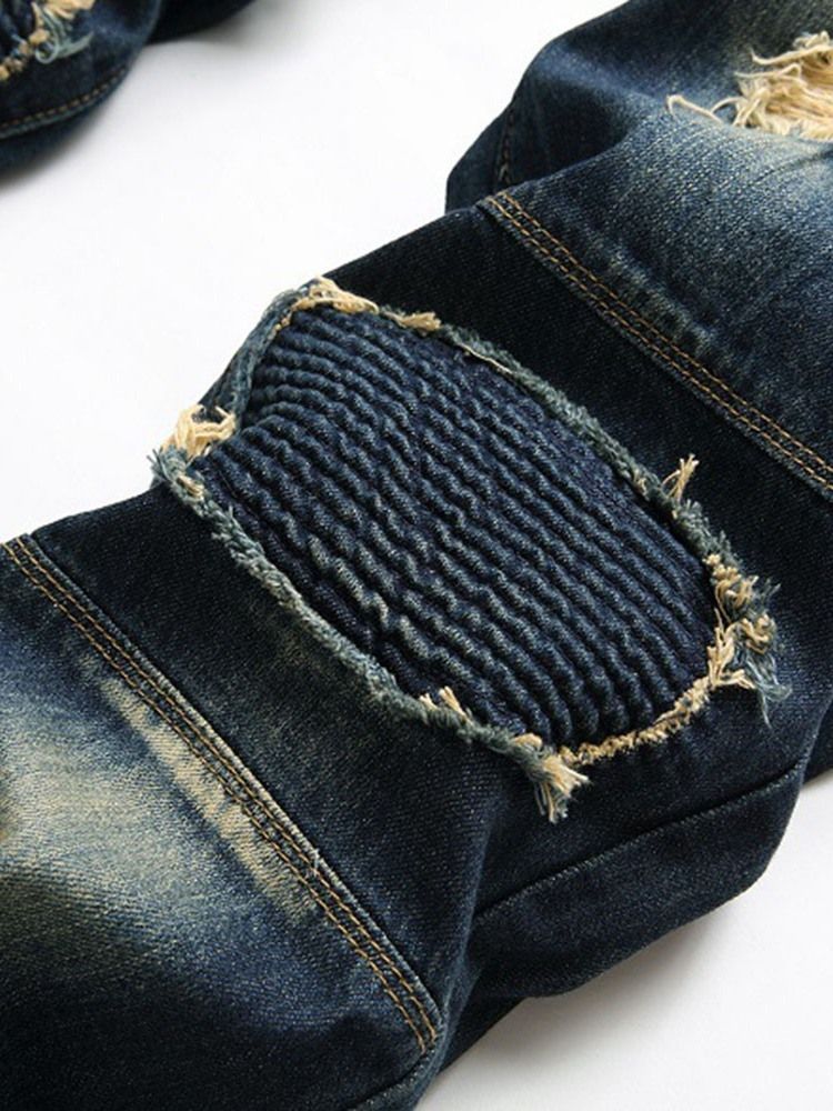 Jeans Pour Hommes À Fermeture Éclair Droite Et Taille Moyenne