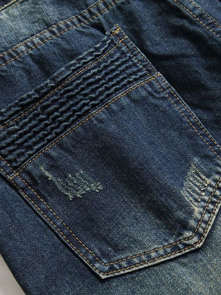 Jeans Pour Hommes À Fermeture Éclair Droite Et Taille Moyenne