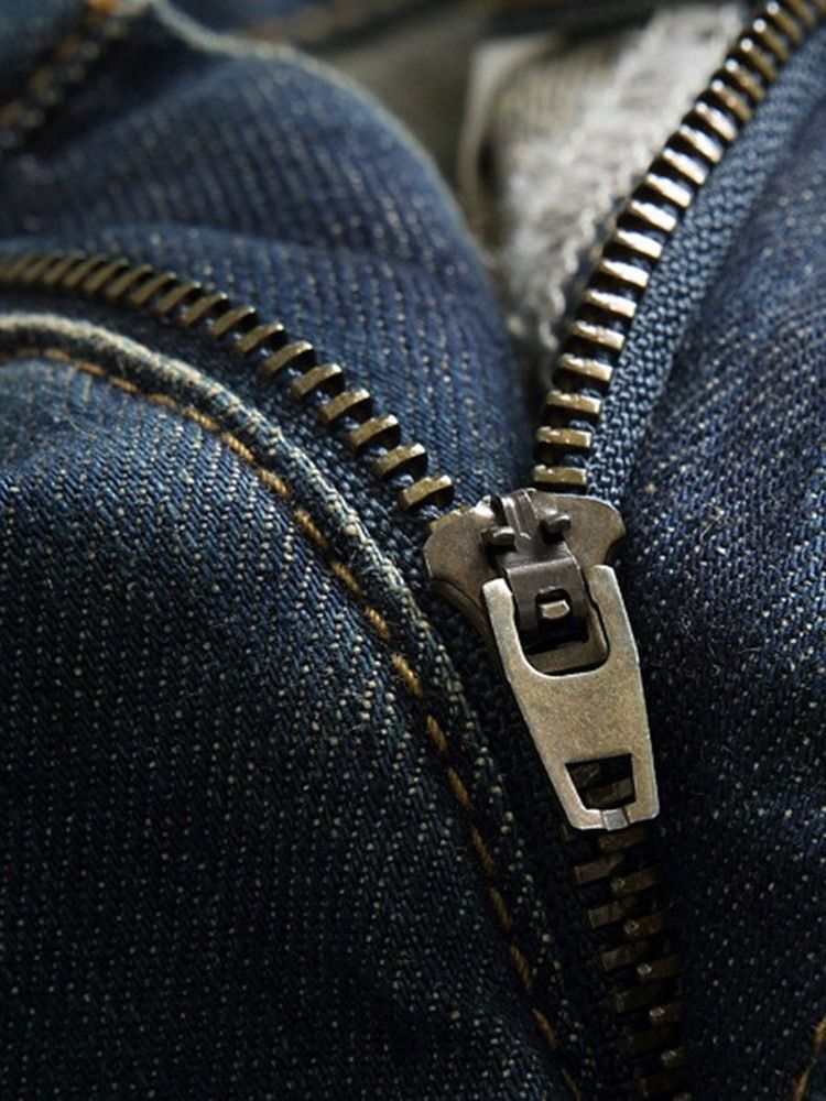 Jeans Pour Hommes À Fermeture Éclair Droite Et Taille Moyenne