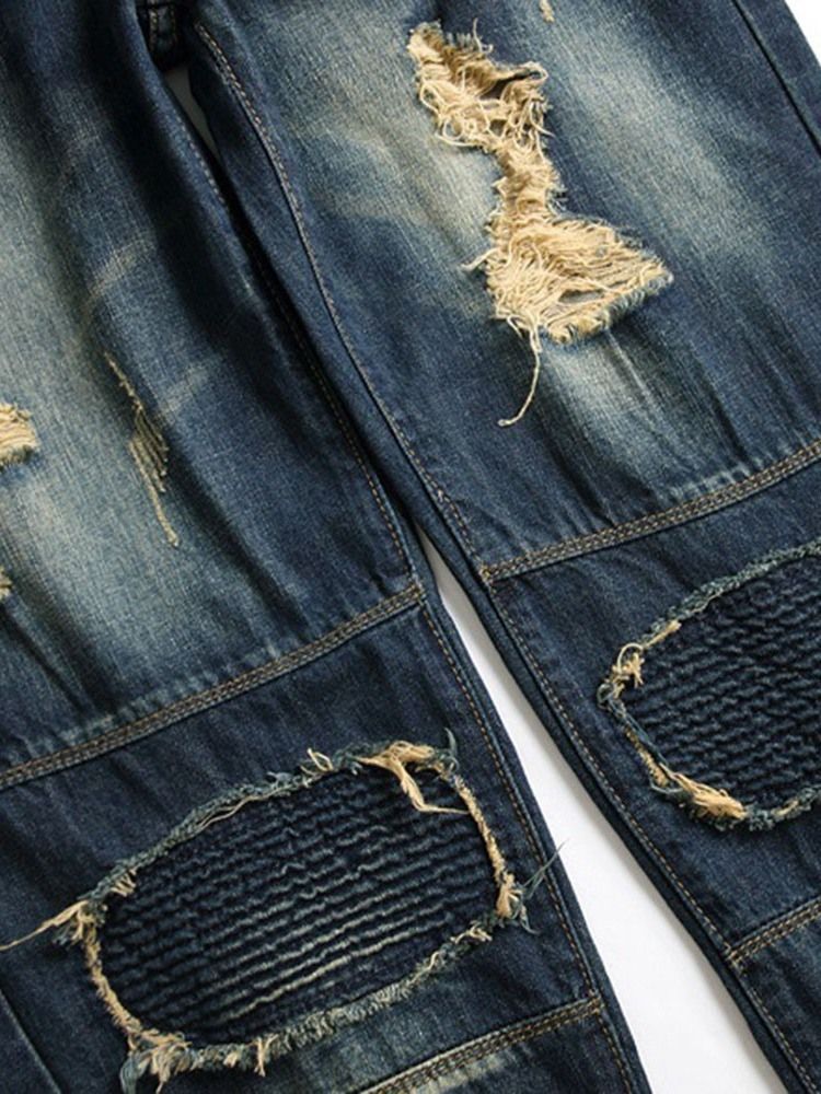 Jeans Pour Hommes À Fermeture Éclair Droite Et Taille Moyenne