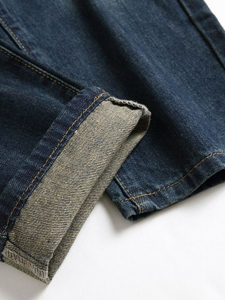 Jeans Pour Hommes À Fermeture Éclair Droite Et Taille Moyenne