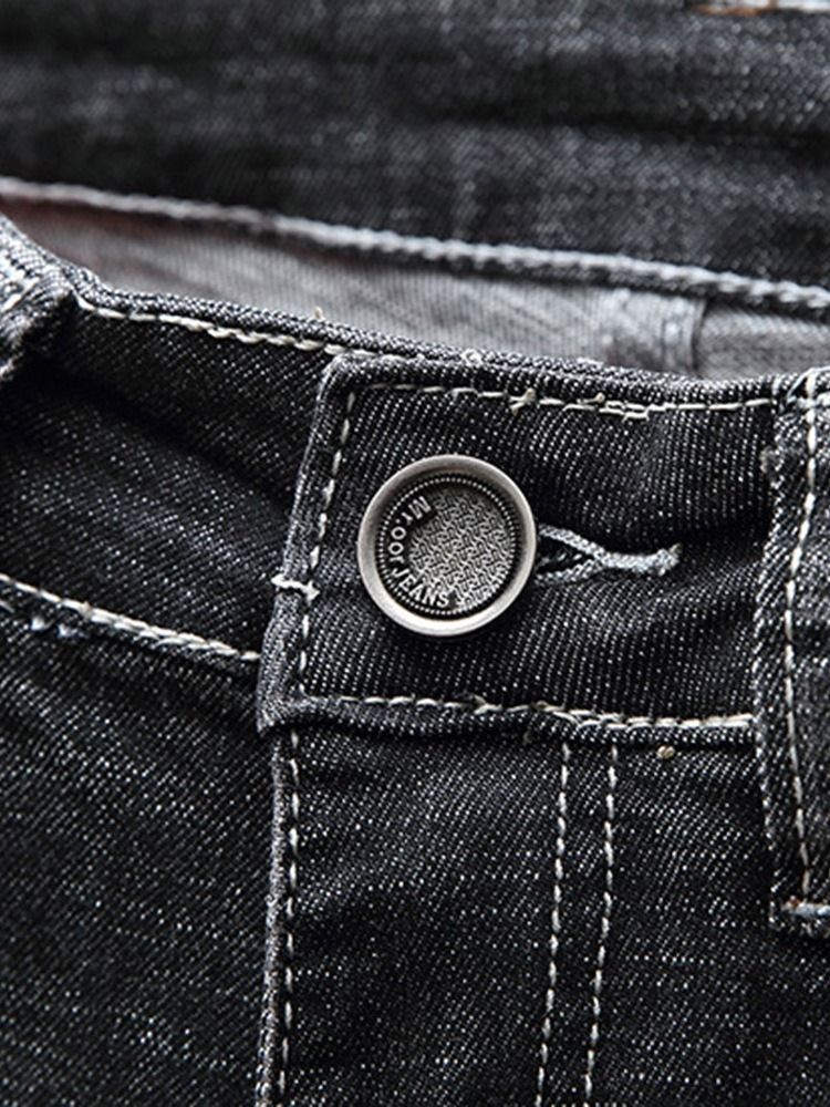 Jeans Pour Hommes À Fermeture Éclair Européenne À Boutons Unis