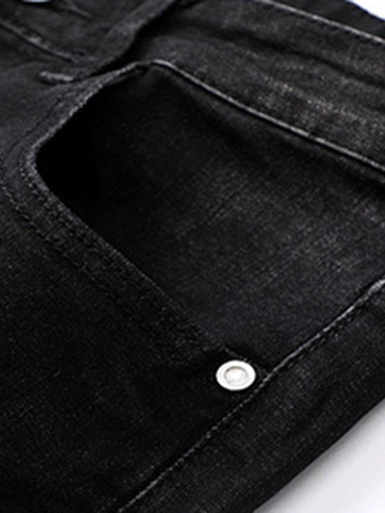 Jeans Pour Hommes À Fermeture Éclair À Taille Moyenne Et À Taille Moyenne