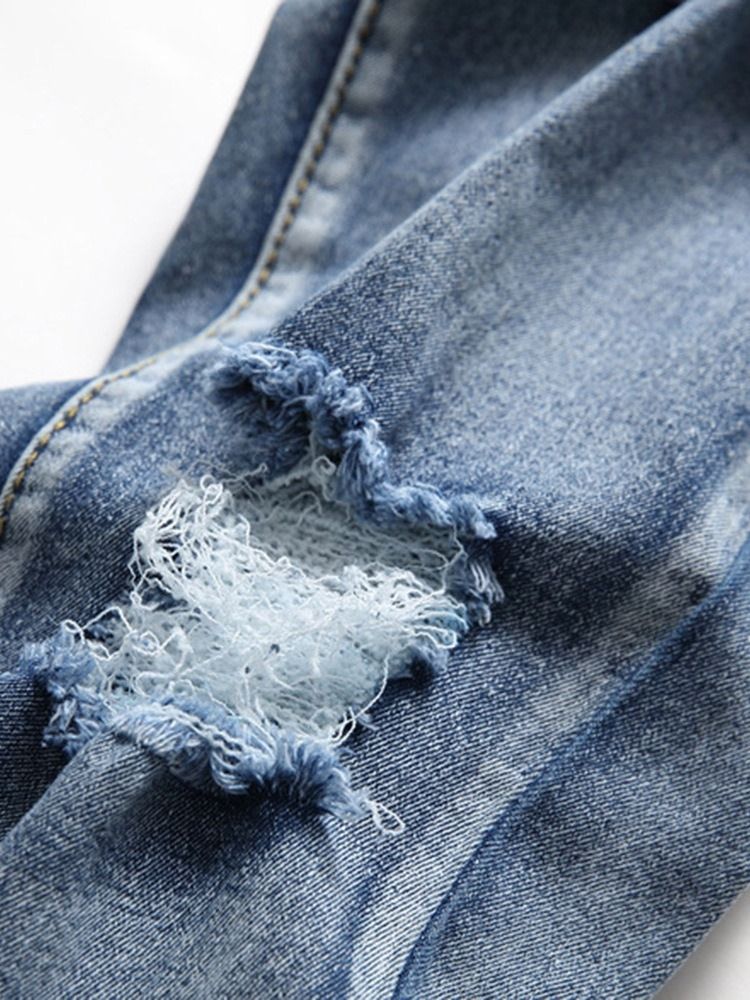 Jeans Pour Hommes À Fermeture Éclair À Taille Moyenne Et Dégradé