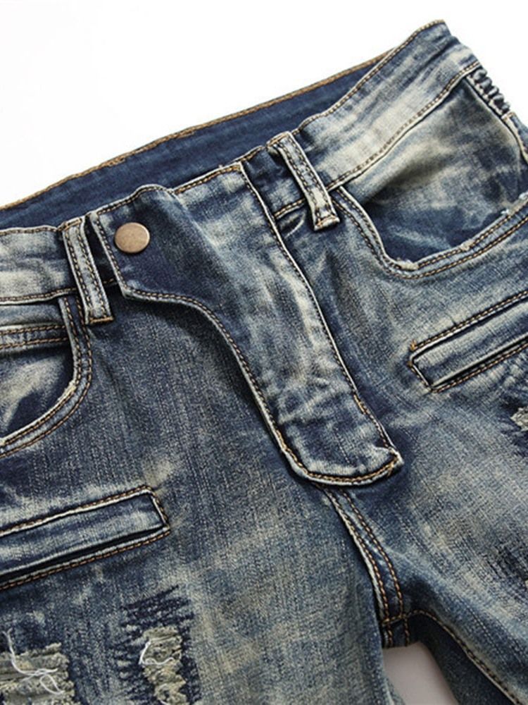 Jeans Pour Hommes À Fermeture Éclair Vintage Usés