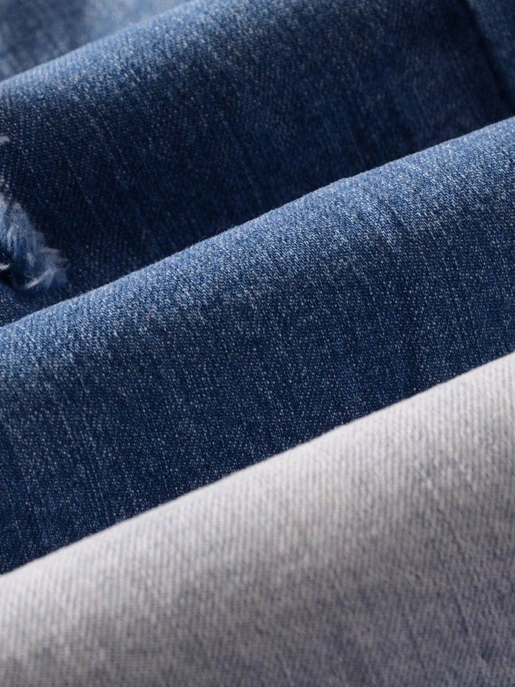 Jeans Pour Hommes À Glissière Décontractée Droite À Gradient De Poche