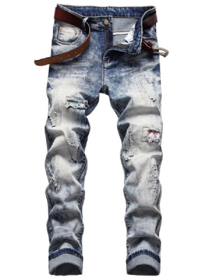 Jeans Pour Hommes Hip Hop Taille Moyenne Portés