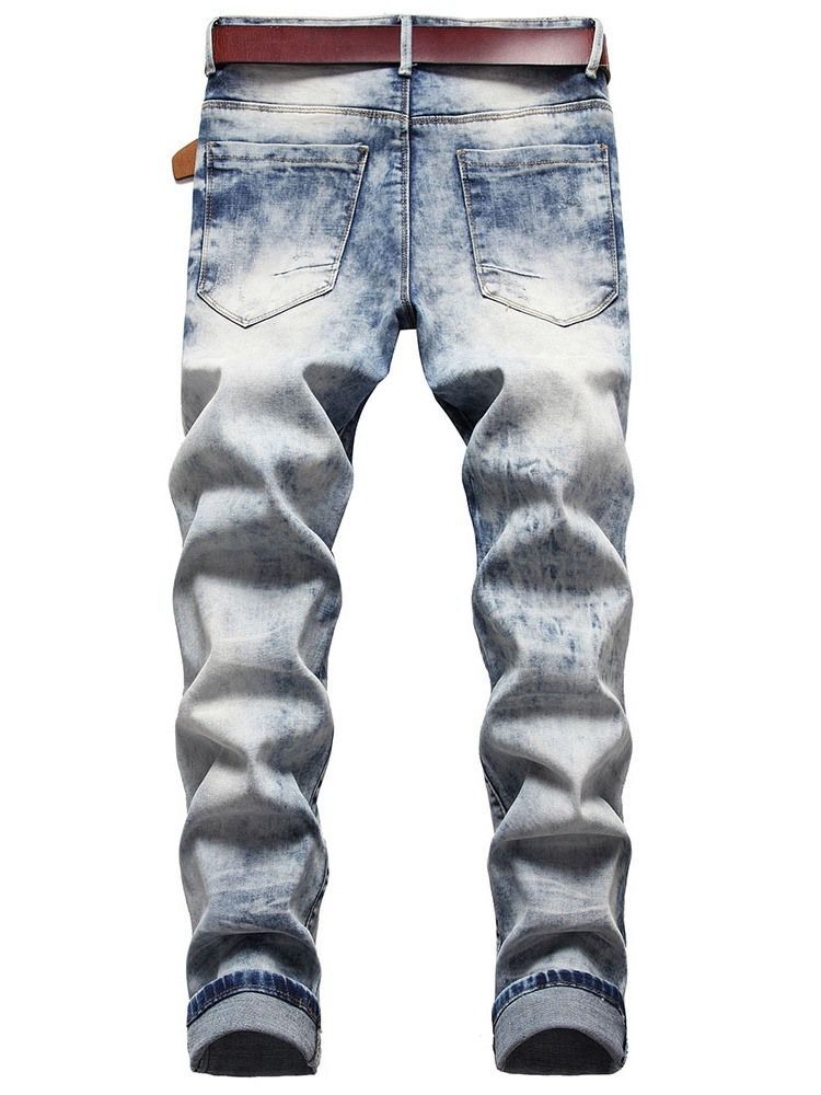 Jeans Pour Hommes Hip Hop Taille Moyenne Portés