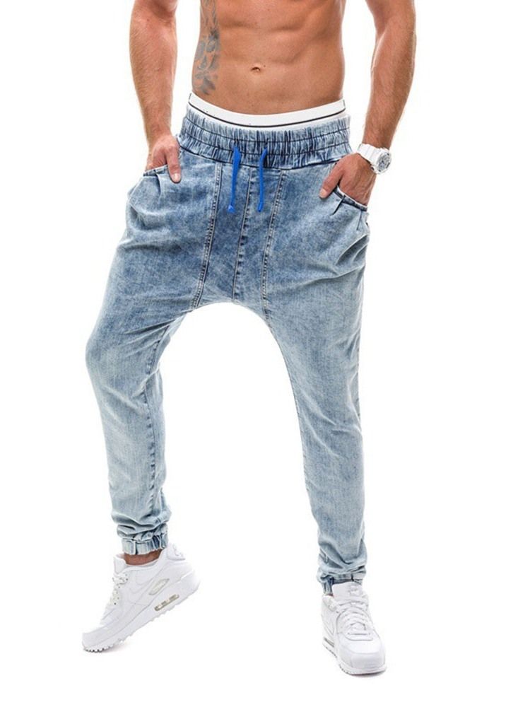 Jeans Pour Hommes À Lacets À Taille Moyenne Et Dégradé