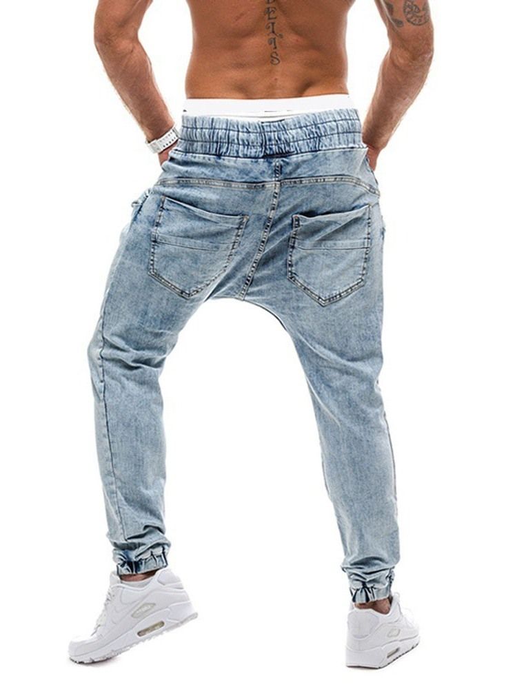 Jeans Pour Hommes À Lacets À Taille Moyenne Et Dégradé