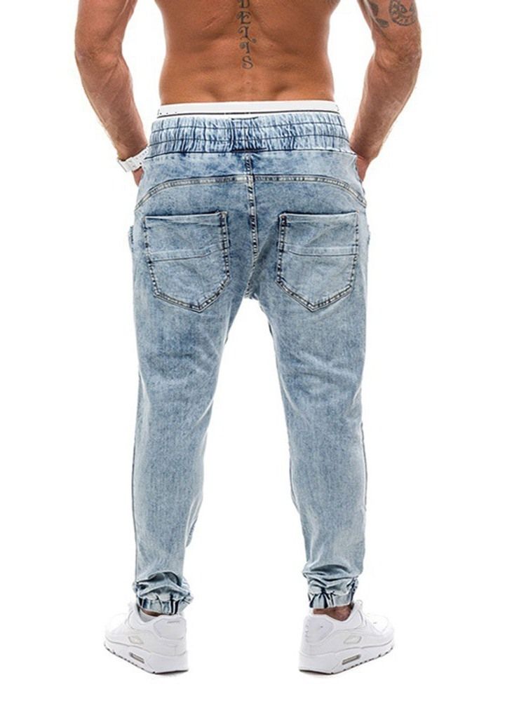 Jeans Pour Hommes À Lacets À Taille Moyenne Et Dégradé