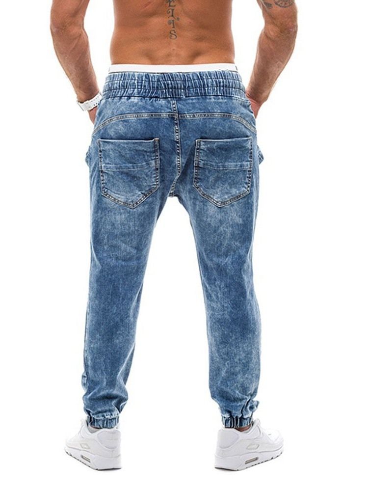 Jeans Pour Hommes À Lacets À Taille Moyenne Et Dégradé