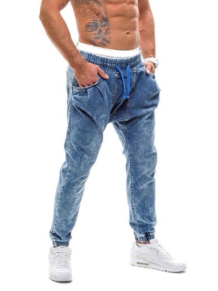 Jeans Pour Hommes À Lacets À Taille Moyenne Et Dégradé