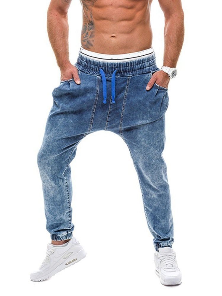 Jeans Pour Hommes À Lacets À Taille Moyenne Et Dégradé