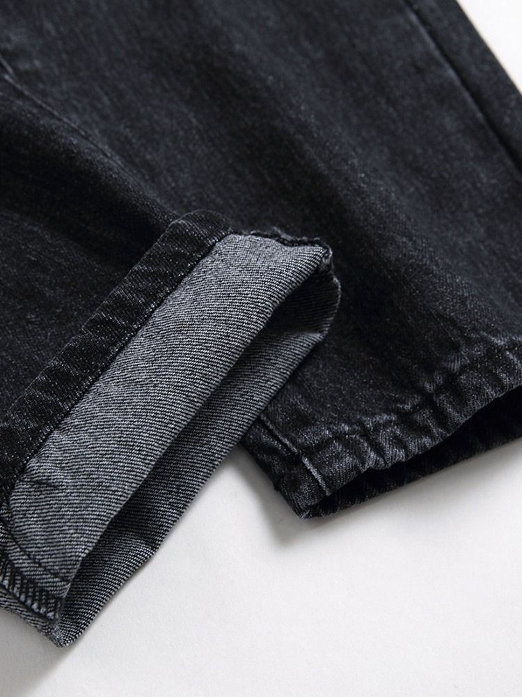 Jeans Pour Hommes À Taille Moyenne Et À Fermeture Éclair Unie