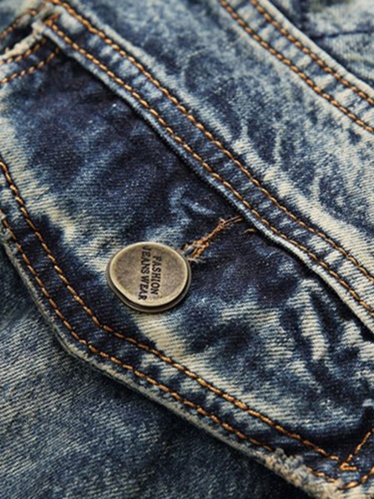 Jeans Pour Hommes Vintage À Taille Moyenne Et À Boutons Droits