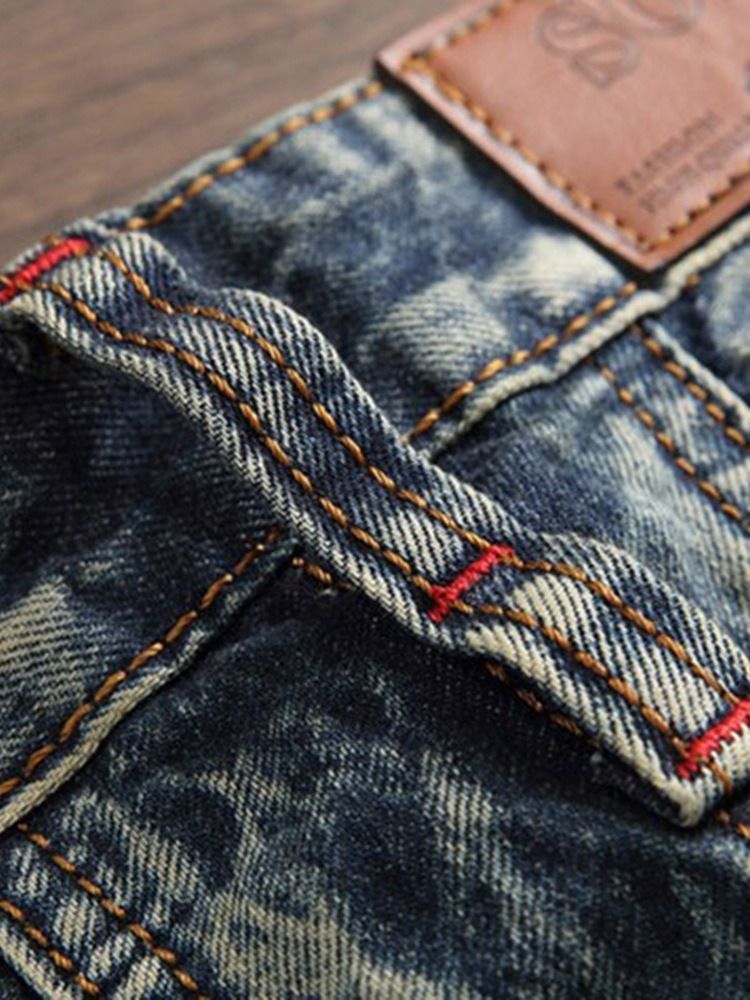 Jeans Pour Hommes Vintage À Taille Moyenne Et À Boutons Droits