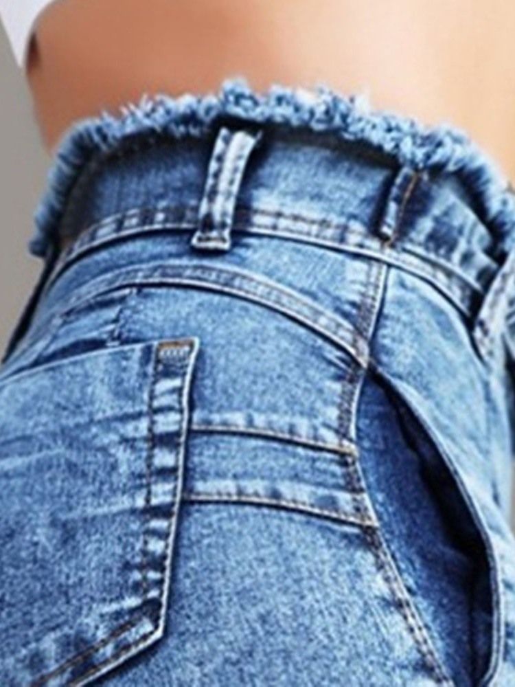 Jeans À Lacets Unis À Taille Haute Pour Femmes