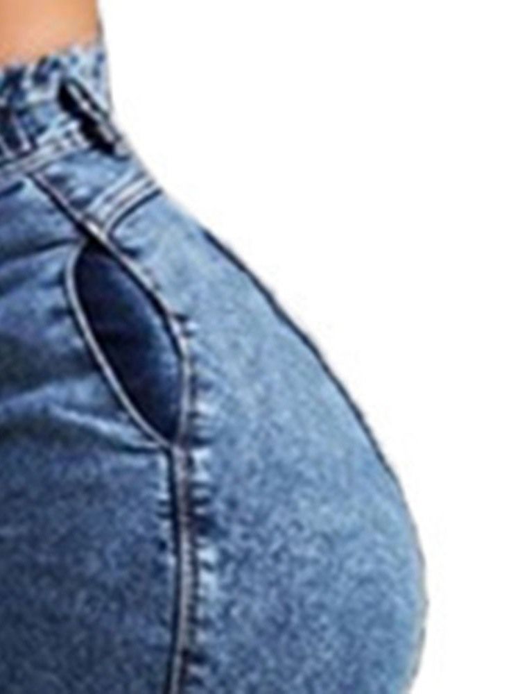 Jeans À Lacets Unis À Taille Haute Pour Femmes