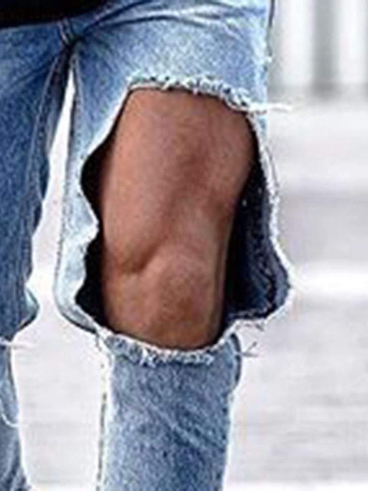 Jeans Lâches Pour Hommes À Fermeture Éclair Unie