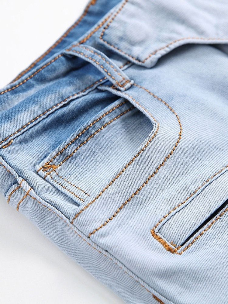 Jeans Plissés Droits Européens À Taille Moyenne Pour Hommes