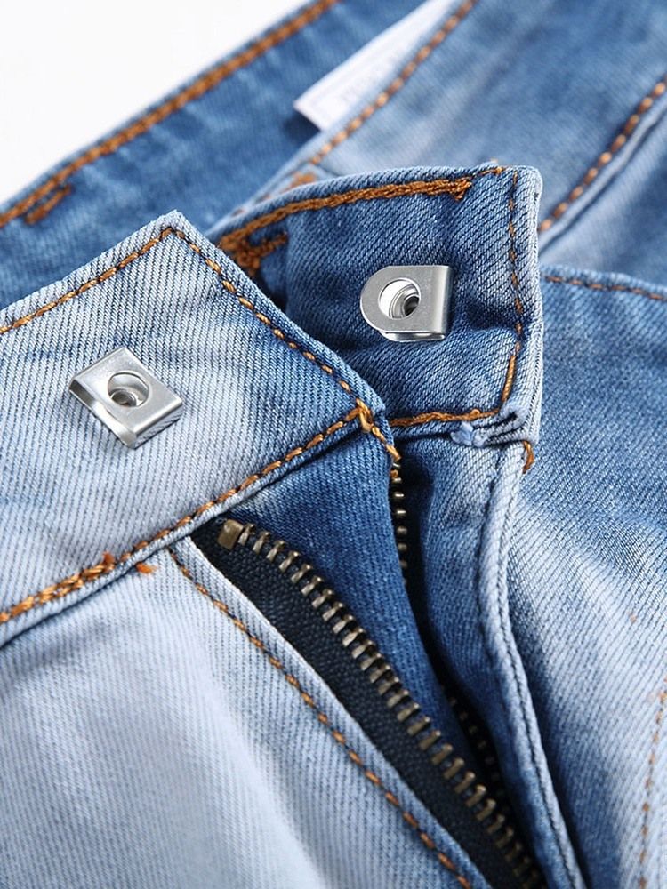 Jeans Plissés Droits Européens À Taille Moyenne Pour Hommes