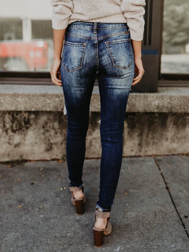 Jeans Skinny Déchirés En Denim Pour Femmes