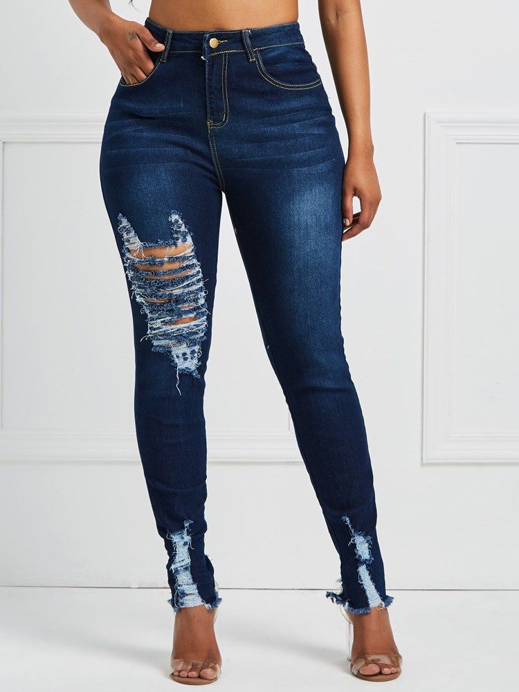 Jeans Skinny Déchirés Pour Femmes