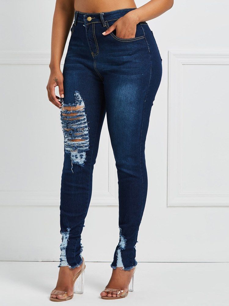 Jeans Skinny Déchirés Pour Femmes