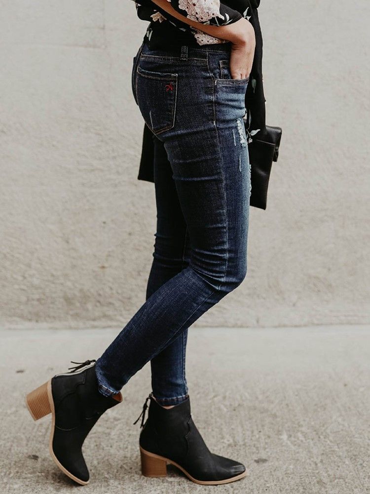 Jeans Skinny Pour Femmes À Taille Moyenne