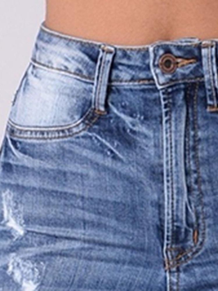 Jeans Slim Lavables Déchirés Unis Pour Femmes