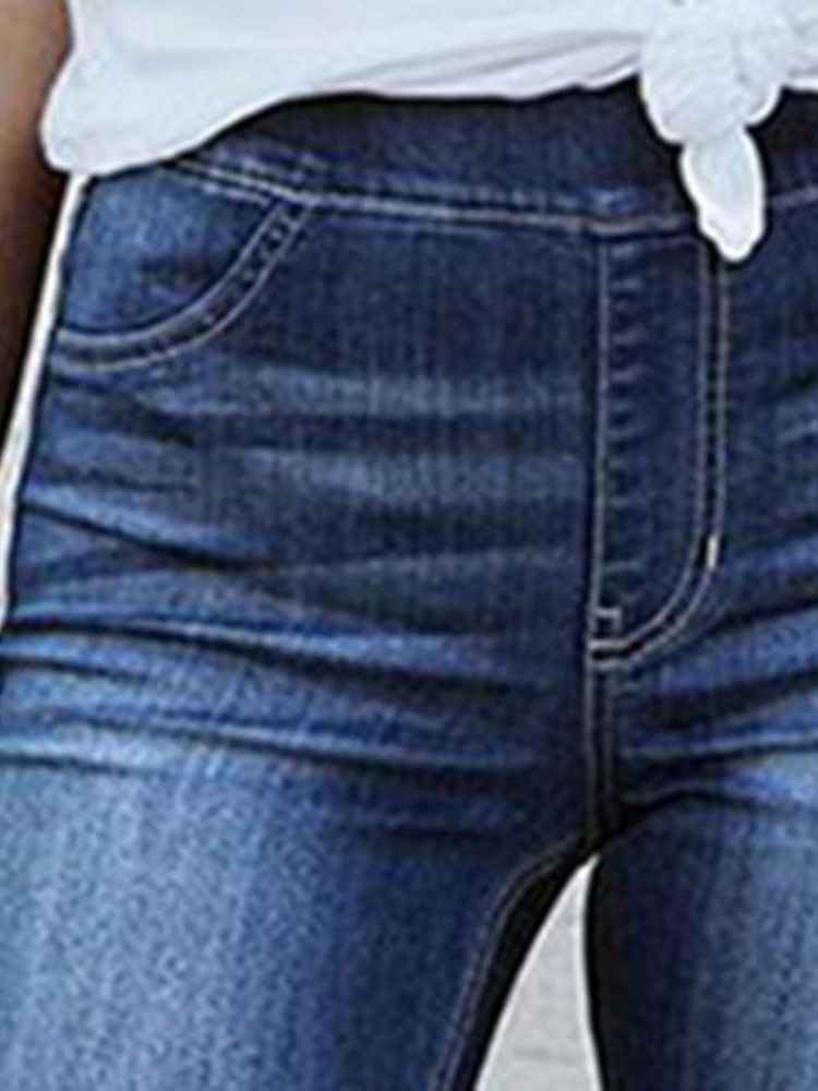 Jeans Slim Unis À Taille Moyenne Pour Femmes