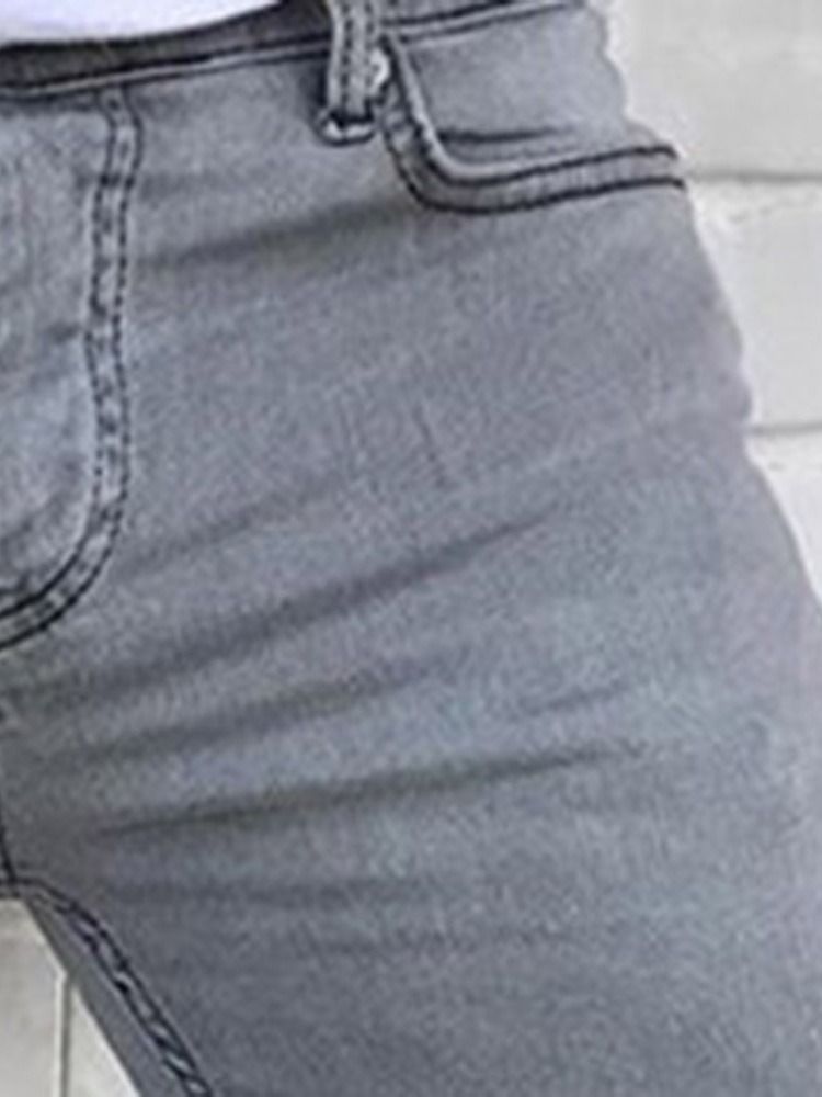 Jeans Taille Basse Pour Hommes À Fermeture Éclair Unie