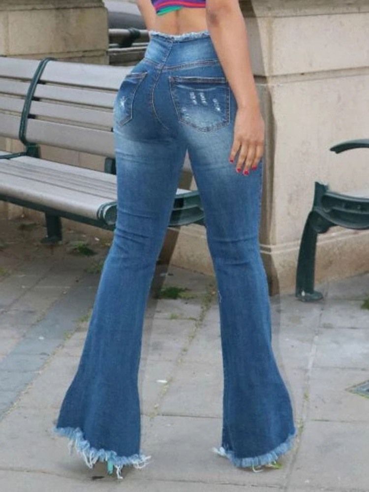 Jeans Taille Haute Slim Avec Trou À Pattes D'éléphant Pour Femmes