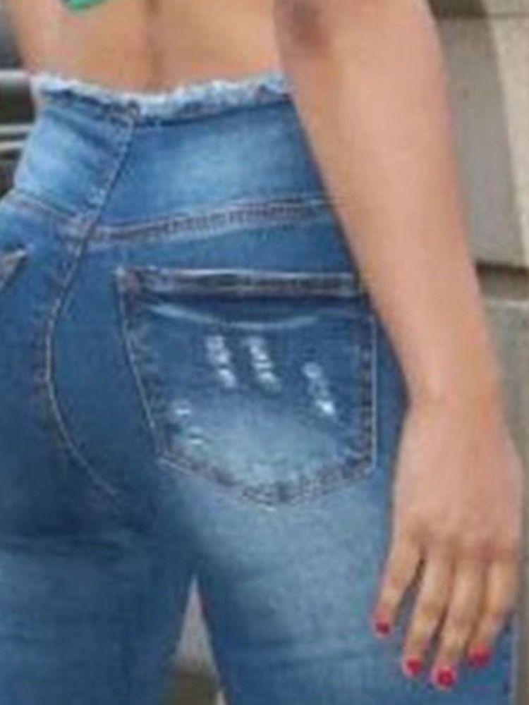 Jeans Taille Haute Slim Avec Trou À Pattes D'éléphant Pour Femmes