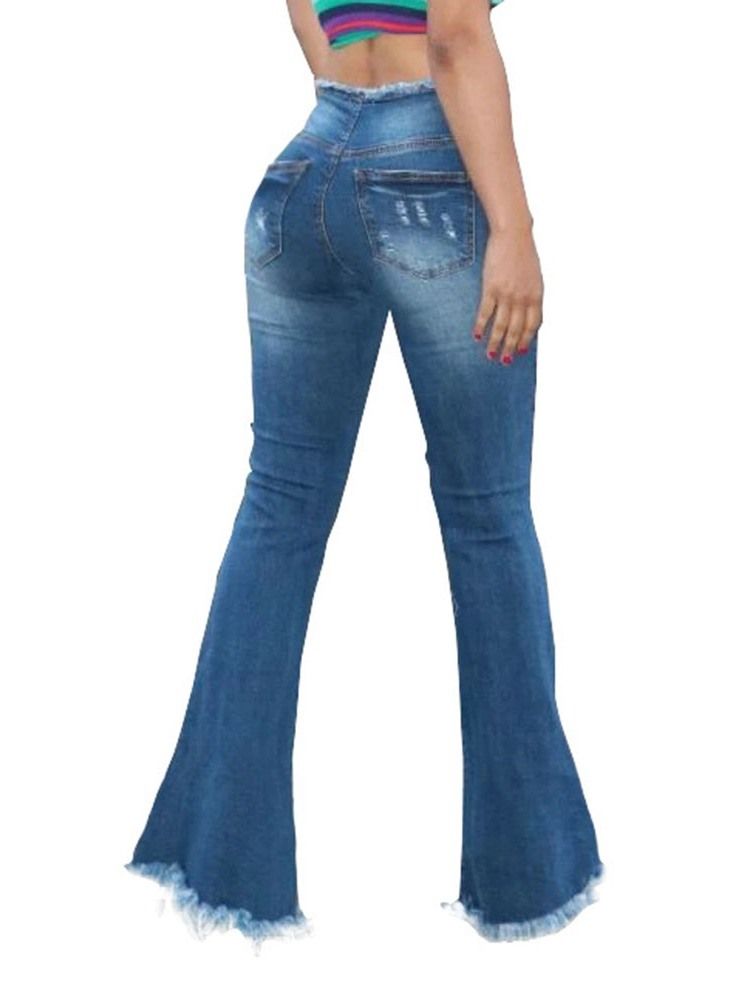 Jeans Taille Haute Slim Avec Trou À Pattes D'éléphant Pour Femmes