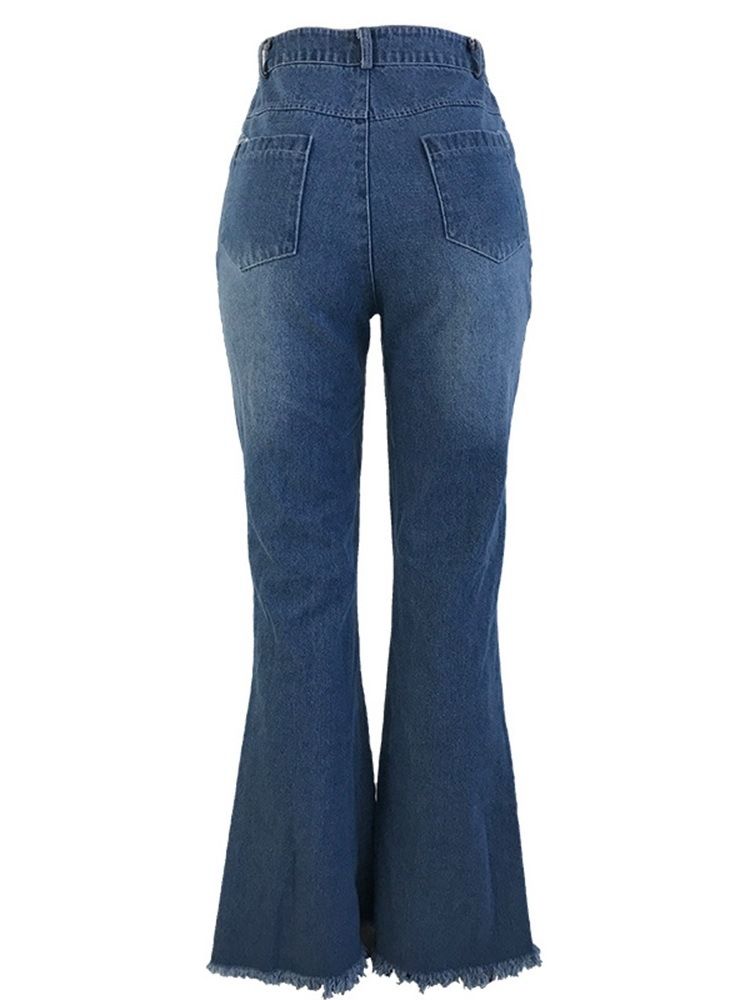 Jeans Taille Haute Slim À Trous Pour Femmes