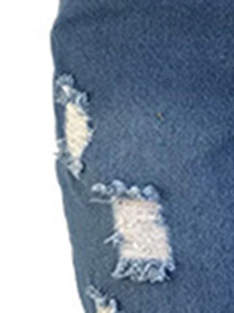 Jeans Taille Haute Slim À Trous Pour Femmes