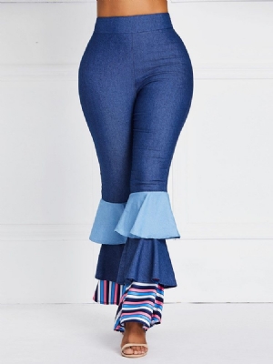 Jeans Taille Haute À Volants Et À Volants Pour Femmes